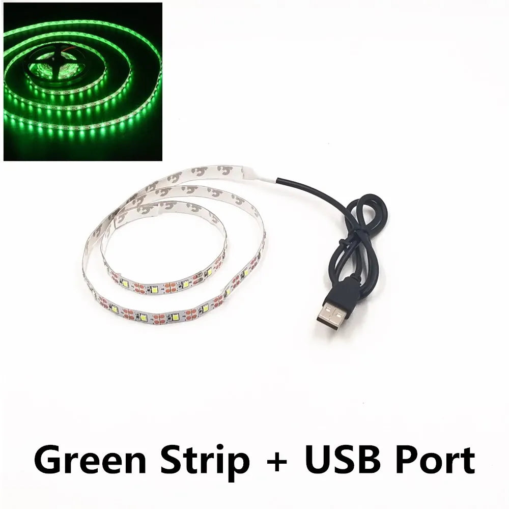 LED Night Light String DC5V With USB Port Cable 50CM 1M 2M 3M 4M 5M USB LED strip light lamp SMD 3528 for TV/ PC/ Laptop