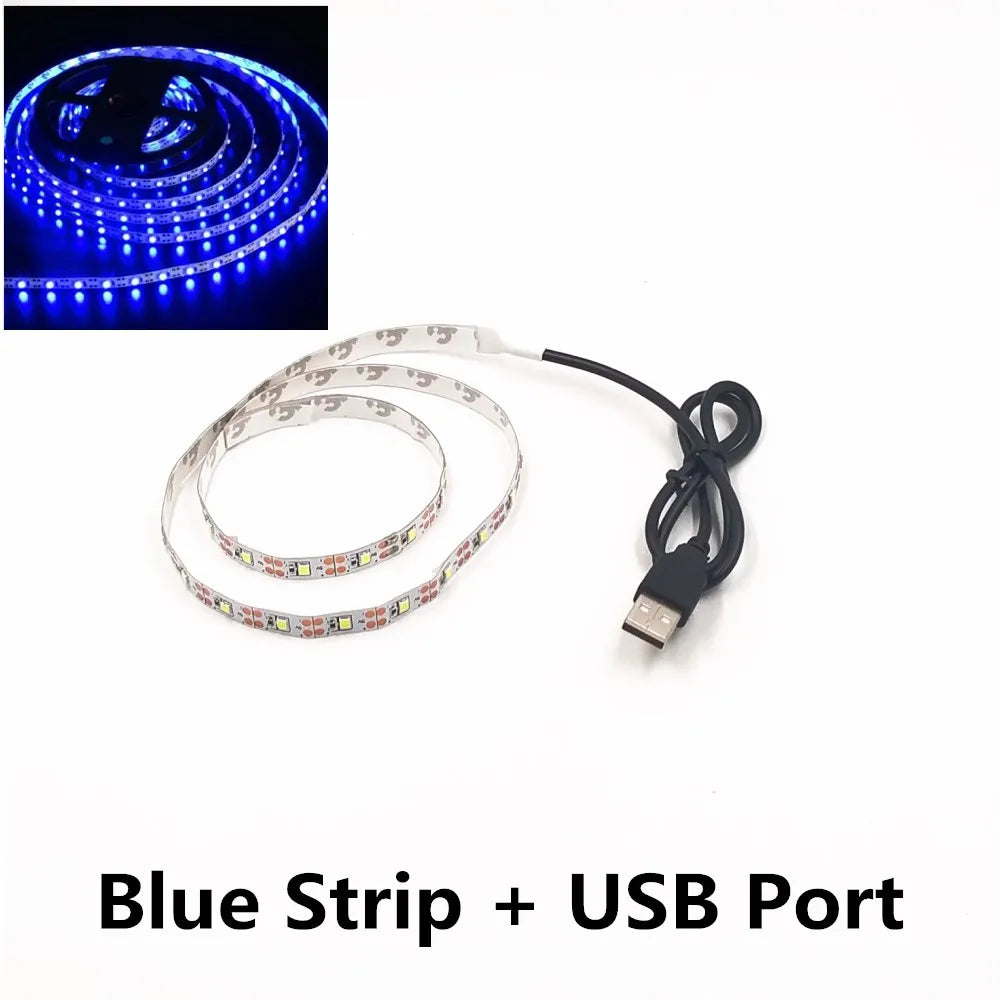 LED Night Light String DC5V With USB Port Cable 50CM 1M 2M 3M 4M 5M USB LED strip light lamp SMD 3528 for TV/ PC/ Laptop