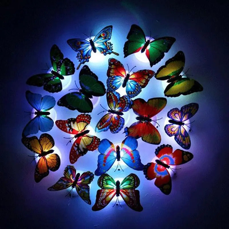 Butterfly Night Lights Pasteable 3D Butterfly Wall Sticker Lamps Luminous Led Decorative Light Home Decoration Light