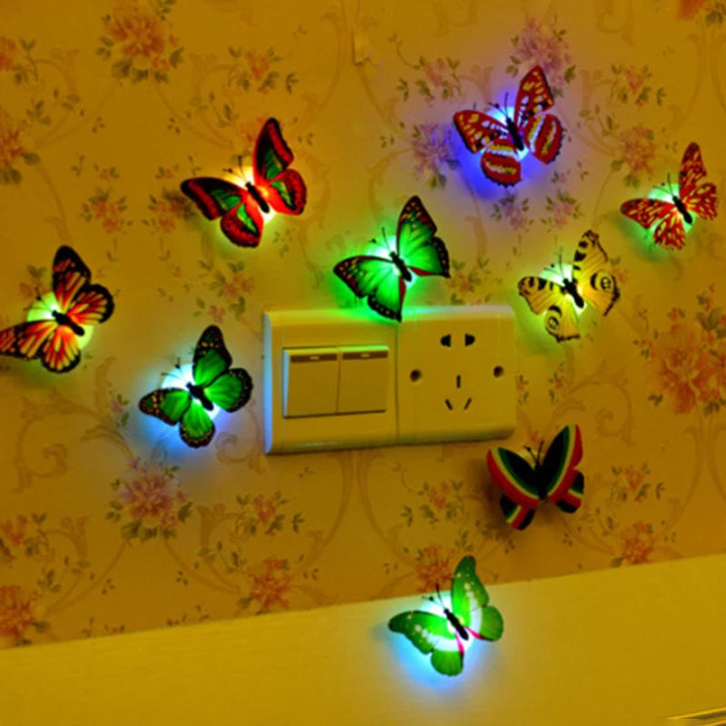 Butterfly Night Lights Pasteable 3D Butterfly Wall Sticker Lamps Luminous Led Decorative Light Home Decoration Light