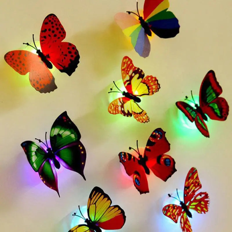 Butterfly Night Lights Pasteable 3D Butterfly Wall Sticker Lamps Luminous Led Decorative Light Home Decoration Light