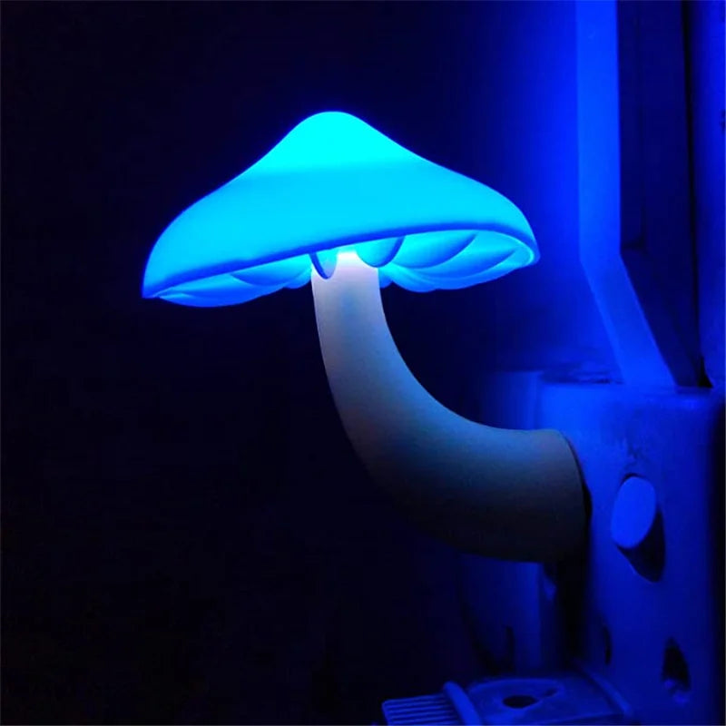 LED Night Lights Mushroom Shape Automatic Sensor Toilet Bedroom Decor Wall Lamps Light-control Sensor Bedroom Light