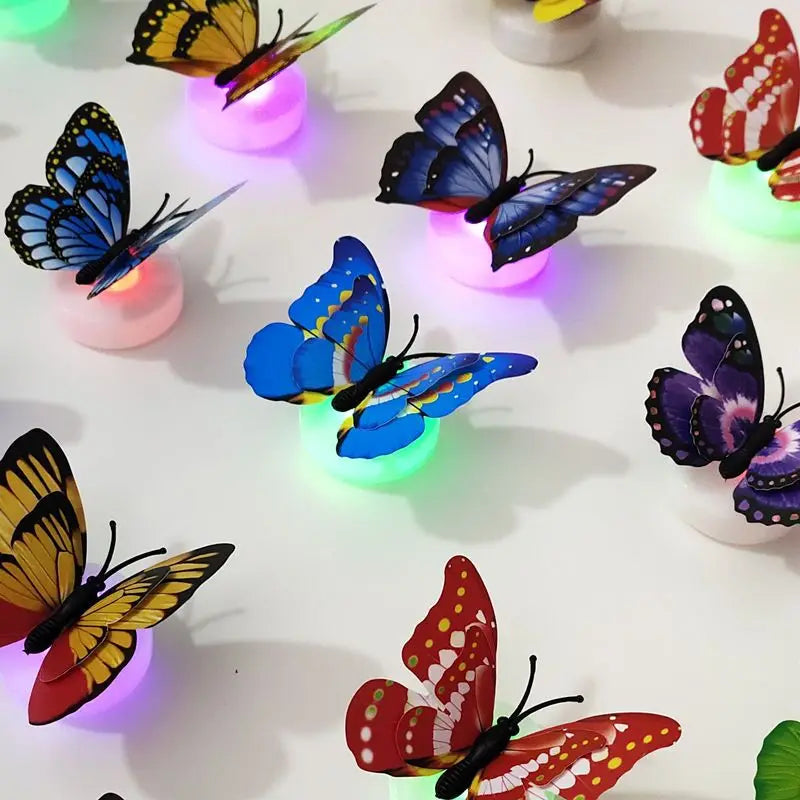 Butterfly Night Lights Pasteable 3D Butterfly Wall Sticker Lamps Luminous Led Decorative Light Home Decoration Light