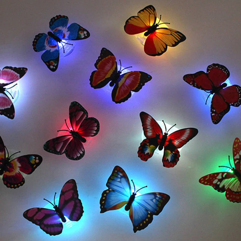 Butterfly Night Lights Pasteable 3D Butterfly Wall Sticker Lamps Luminous Led Decorative Light Home Decoration Light