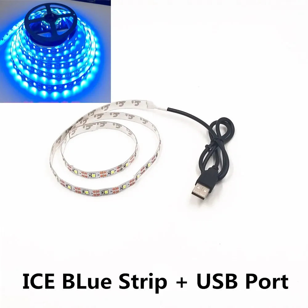 LED Night Light String DC5V With USB Port Cable 50CM 1M 2M 3M 4M 5M USB LED strip light lamp SMD 3528 for TV/ PC/ Laptop